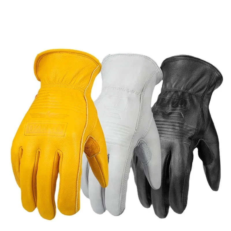 Guantes de Moto de piel de oveja para hombre, guantes deportivos a prueba de viento, antifrío, antisnowboard, esquí, senderismo, caza, novedad