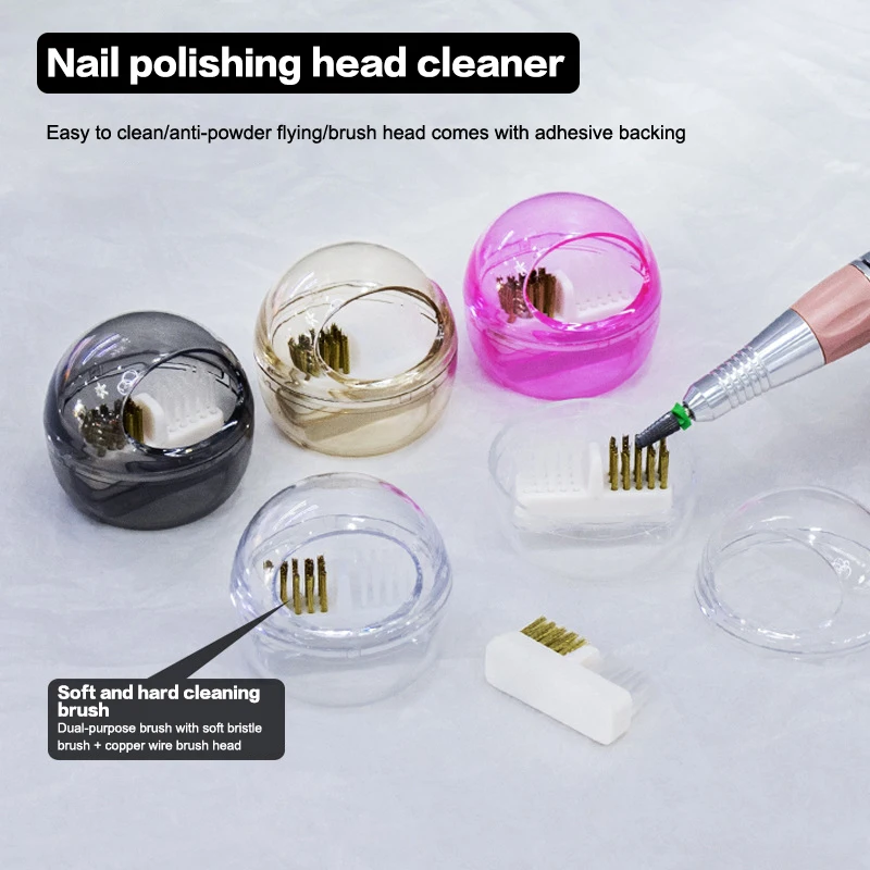 Nail Drill Bit Cleaning Brush Polishing Brush Portable Soft Hard Brush Cleaner Box Professional Nail Art Manicure Accessories