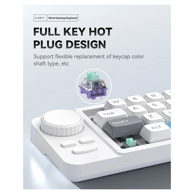 19-Key Macro-Defined Joystick Dual-Wheel RGB Hot-Swappable Macro-Defined Wired Mechanical Gaming Keyboard for Win10 A-A79U view 6