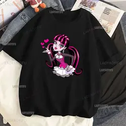 Monster High T Shirt Frankie Stein Draculaura kawaii Cartoon Graphic Women T-shirt Streetwear Hipster Casual Fashion Unique Tees