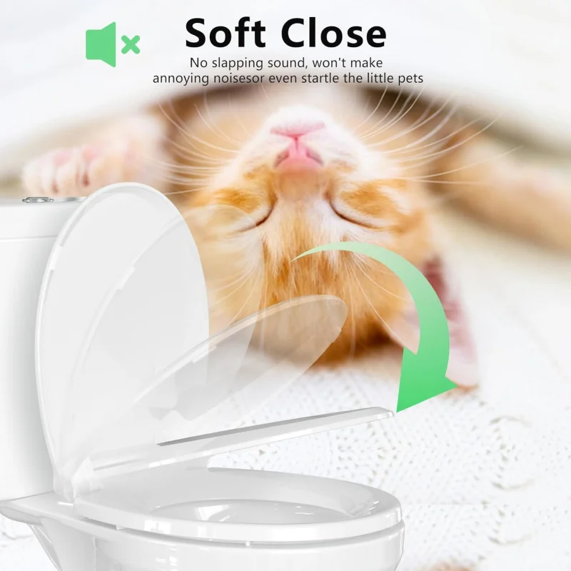 Toilet Seat Round Soft Close16.5'', Toilet Lid Slow Close Quiet No Slam, Easy Installation & Release，Safe PP Material Easy Clean