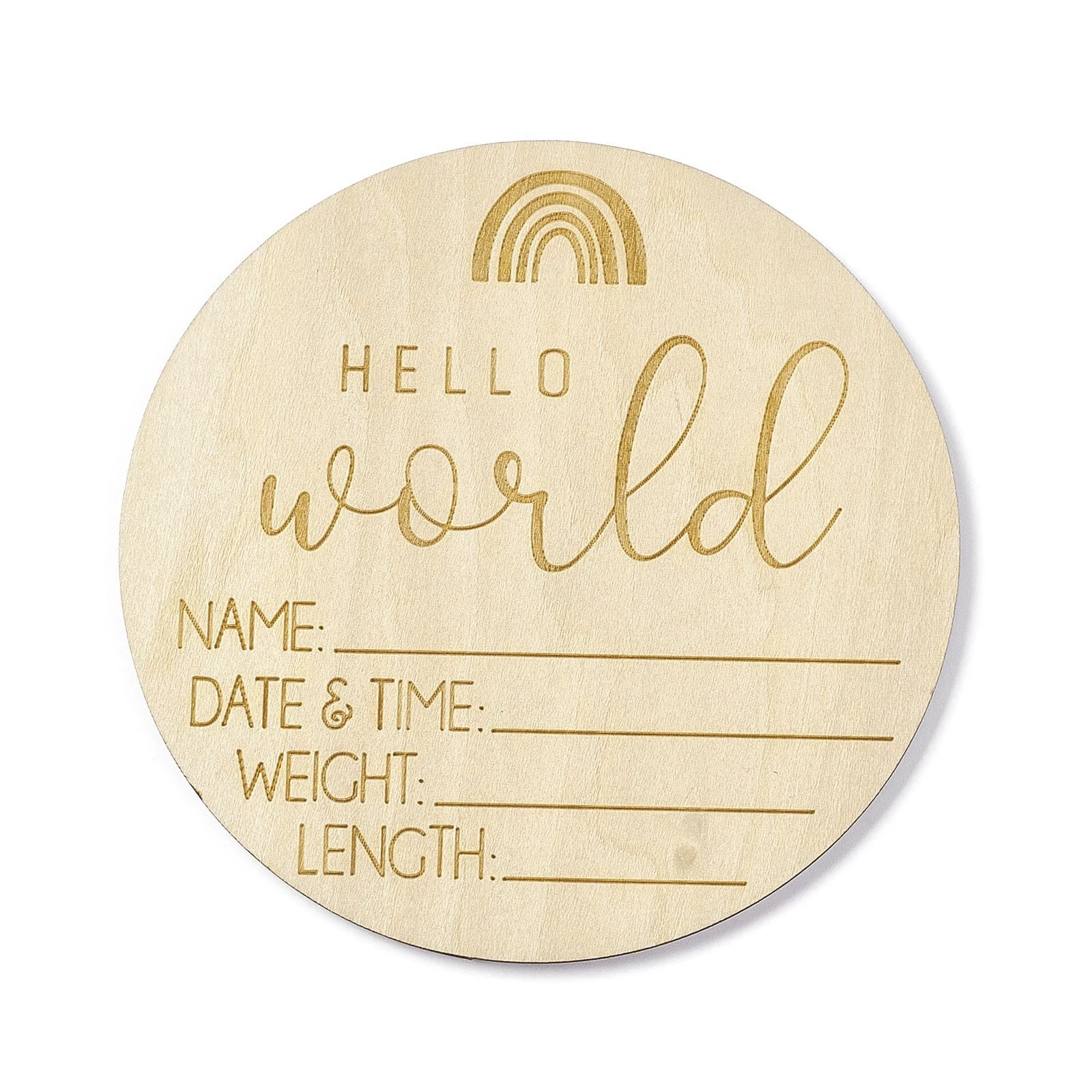 Hello World Baby Photography Wooden Props Wooden Disc Newborn Introducing Name Card Boys and Girls Photography Accessories