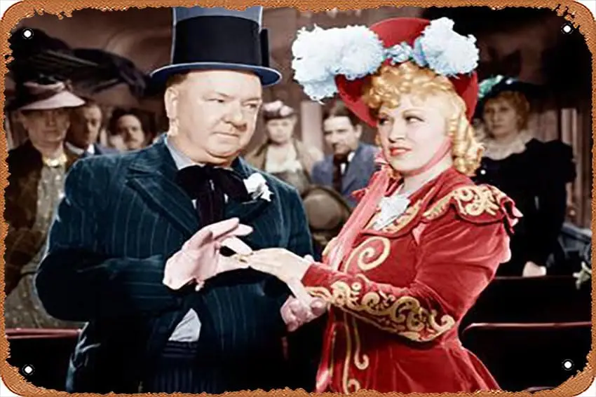 Metal Tin Sign  - My Little Chickadee, W.C. Fields, Mae West, 1940 - Poster Metal Plaque Cafe, Bar, Home Wall Decor,-aluminum
