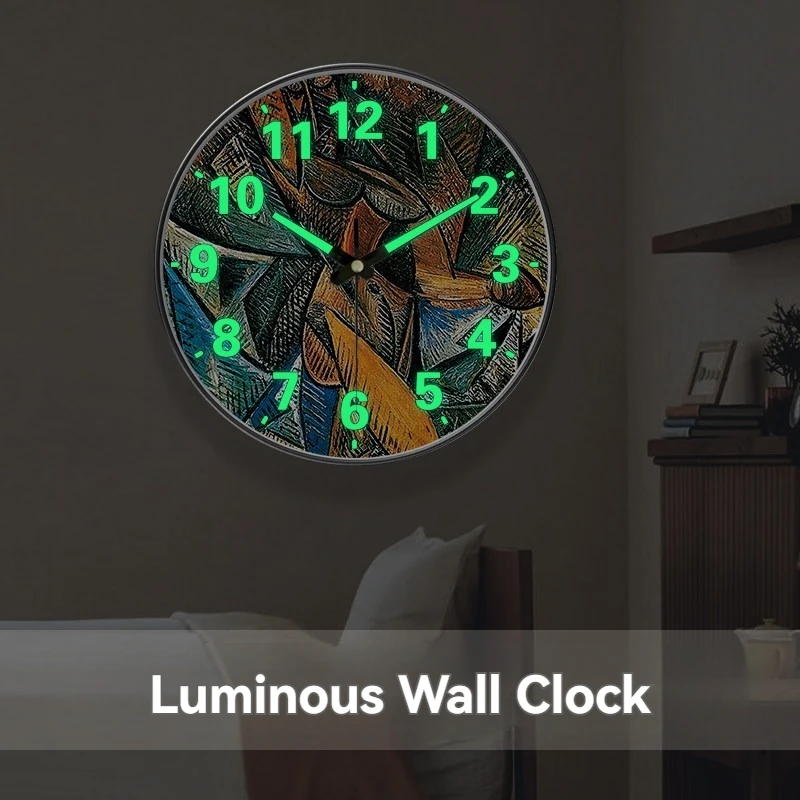 

Fashion Art Luminous Wall Clock Light In Dark Night Numbers Silent Quartz Clock Abstract Decor for Living Room Bedroom Office