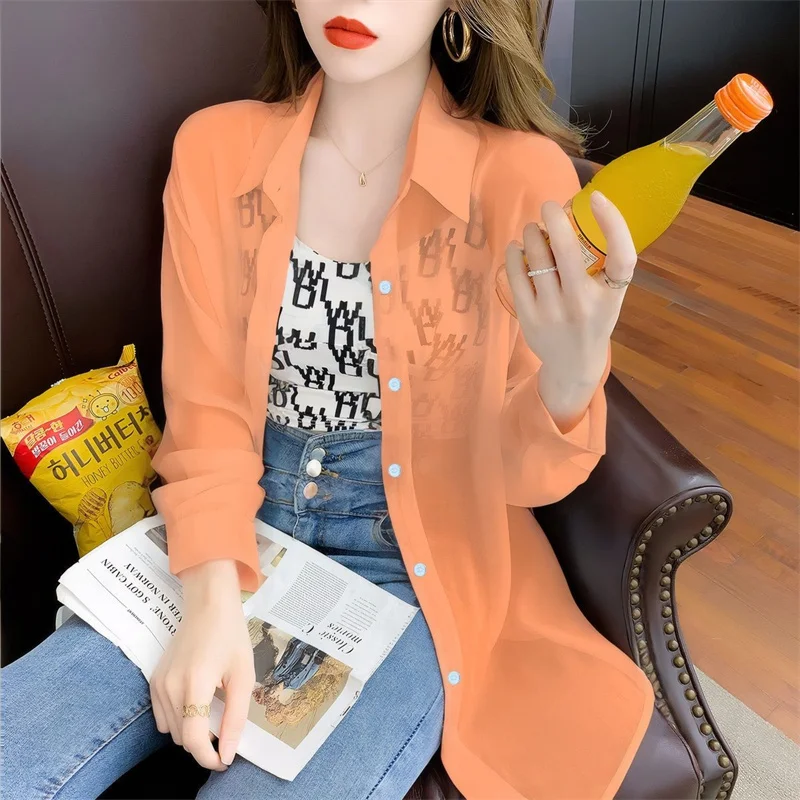 Sunscreen Thin Summer Coat Women\'s Chiffon Shirt 2024 New Top Can Be Worn Outside The Ice Silk In Sun-Protective Clothing