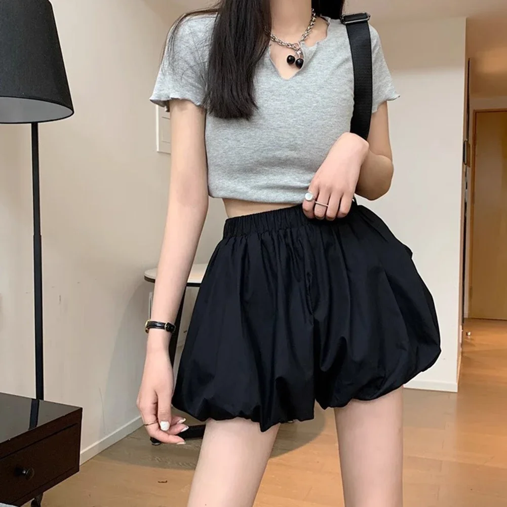 Falda de cintura elástica Falda hinchada Falda básica simple negra para mujer Falda para mujer Múltiples tamaños disponibles Diseño simple