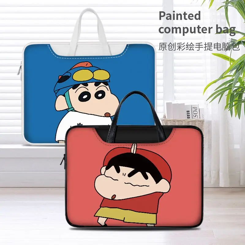 Miniso Crayon Shin chan Stitch DIY PU Laptop Bag Handle Handbag 12 13.3 14 15.6 16 inches Suitable for Macbook/HP/Lenovo Handbag