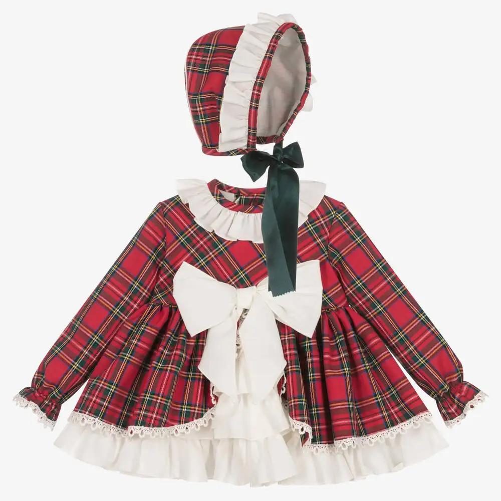 

2 шт., детское платье в клетку, с бантом