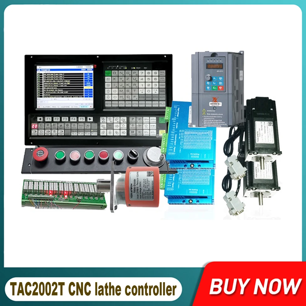 CNC 2AXIS TAC2002T lathe controller kit with hybrid closed-loop stepper and VFD spindle encoder cable