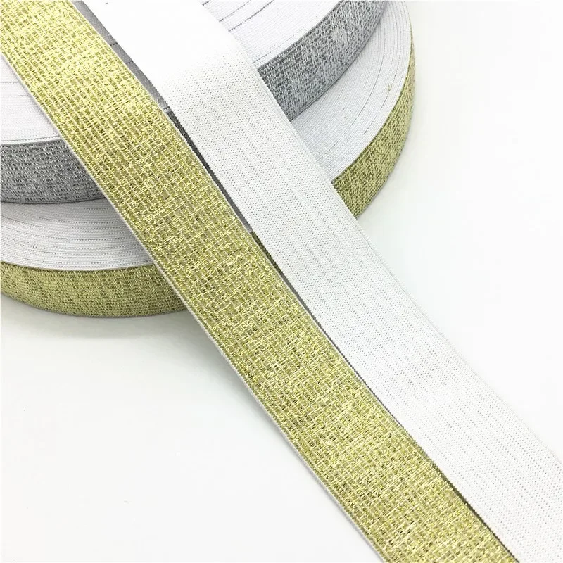 Gold Silver Nylon Elastic Bands  High Quality 25mm 40mm Width Elastic Band For Garment Trousers Sewing DIY Accessories 1meter