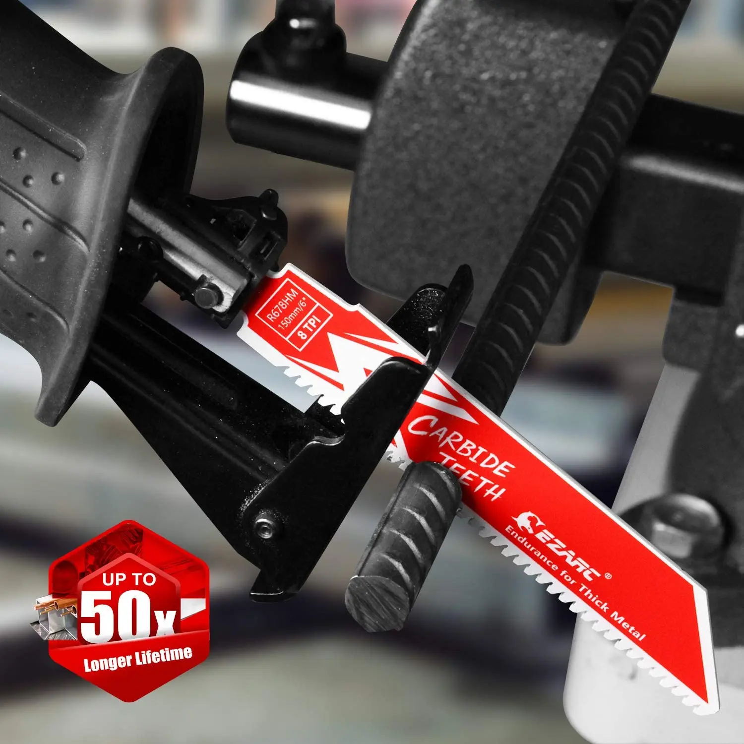 EZARC 1/3Pcs Carbide Reciprocating Saw Blade R678HM/ R978HM Endurance for Thick Metal, Cast Iron, Alloy Steel 6-Inch 9-Inch 8TPI