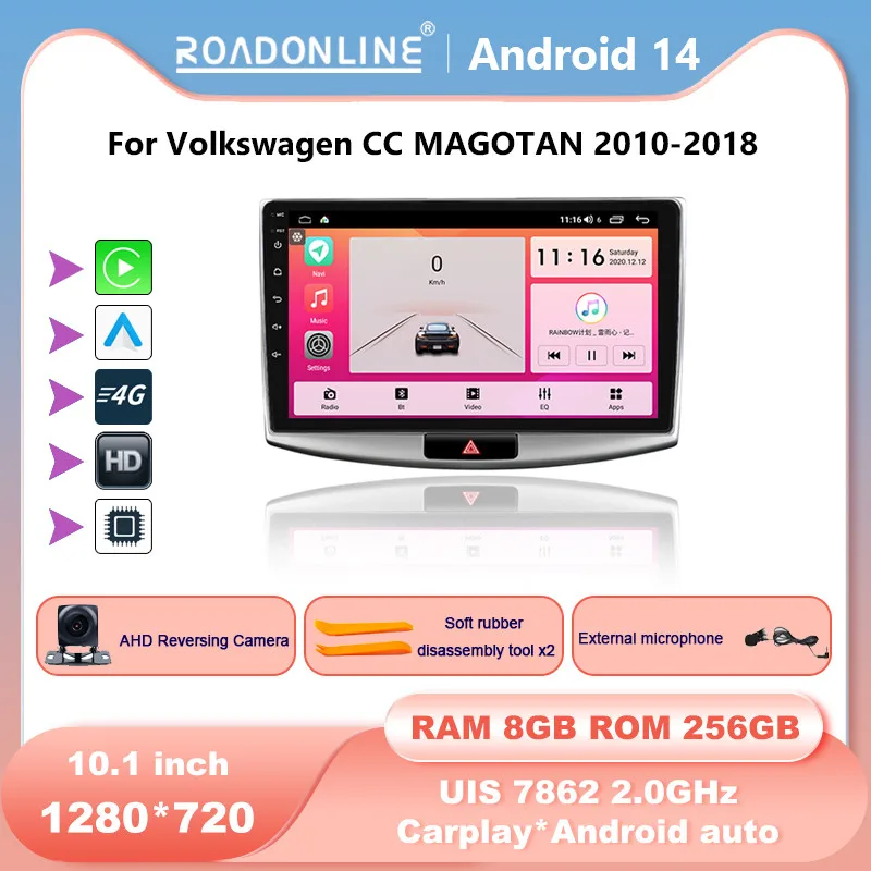 

10 " For Volkswagen CC MAGOTAN 2010-2018 Android 14 8-Core 8G+256G Car Multimedia Player Stereo Receiver Radio android Carplay