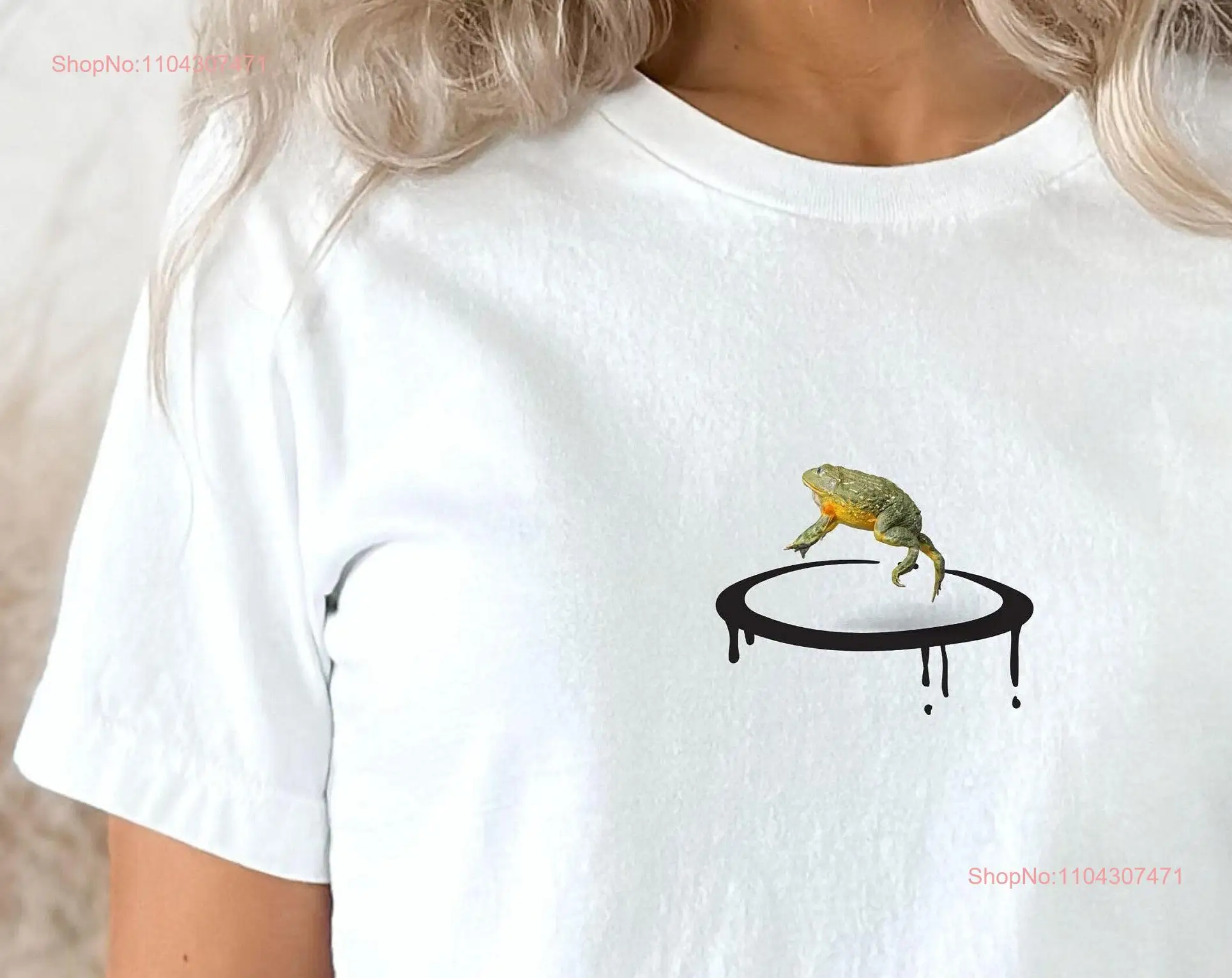 Jumping Frog T Shirt Photo Image on Funny Subtle No Text Icebreaker Trampoline Cute long or short sleeves