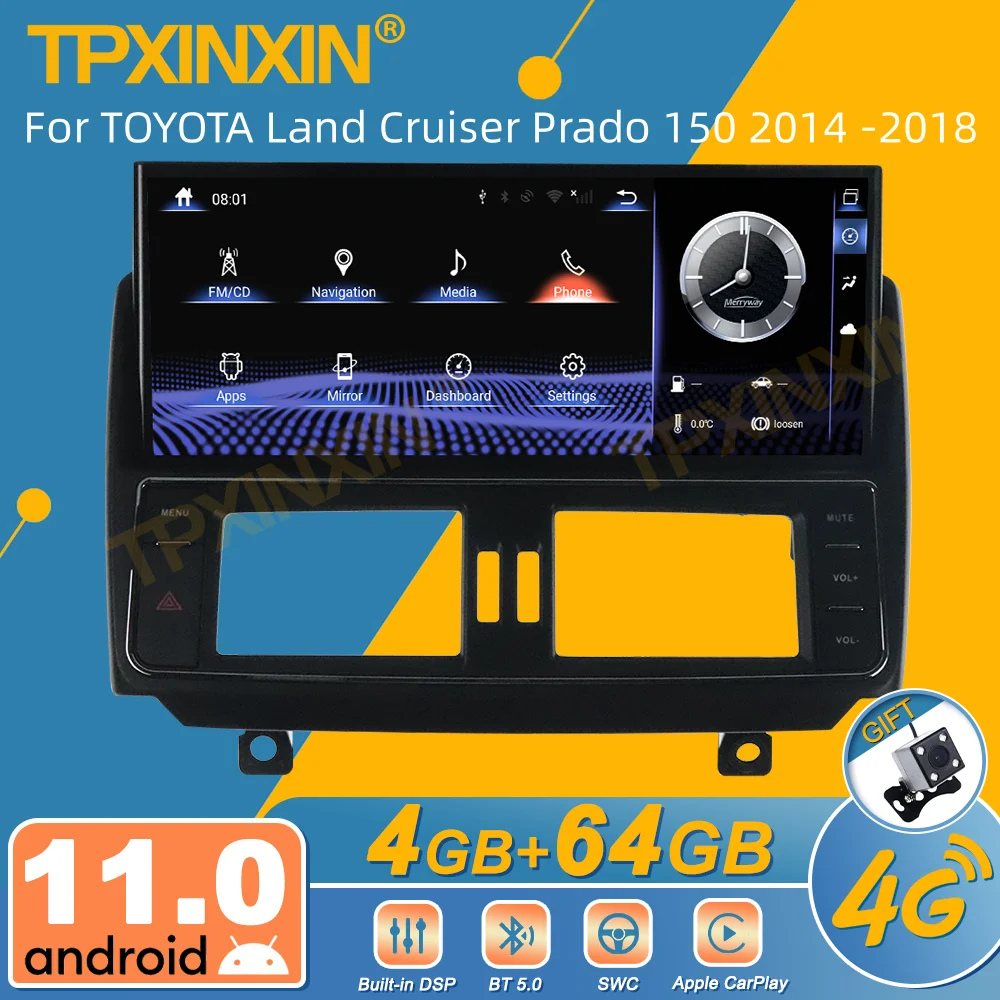 

For TOYOTA Land Cruiser Prado 150 2014 -2018 Android Car Radio 2Din Stereo Receiver Autoradio Multimedia Player GPS Navi Unit