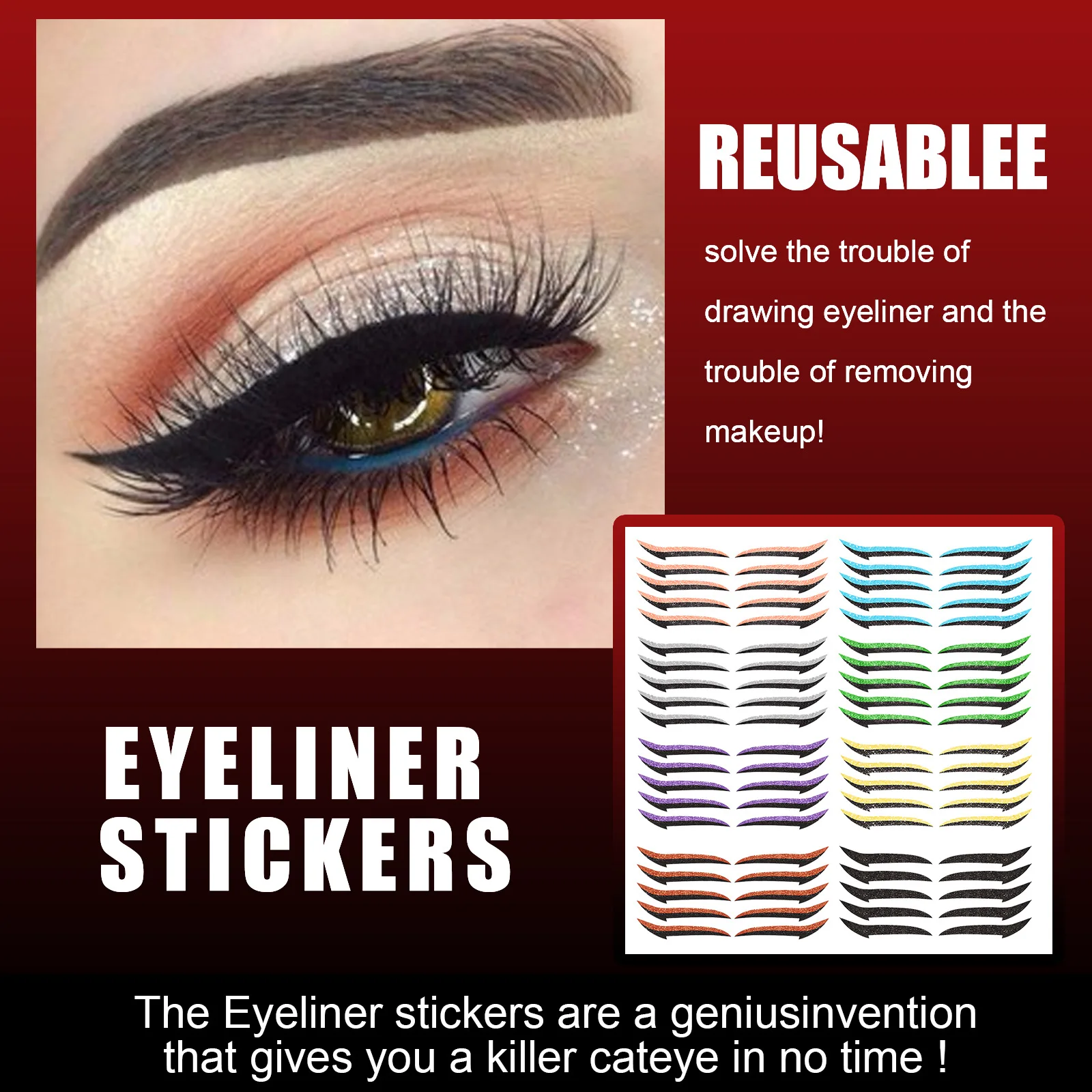 5 Pairs/Sheet 8 Colors Eyelid Tool Sexy Cat Style Self-Adhesive Eyeliner Sticker Beauty Eye Strips Tape Cosmetic Makeup Tools - Image 3