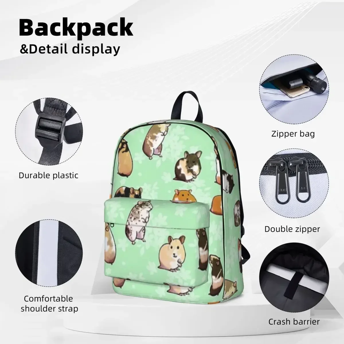 Spring Hamsters Woman Backpacks Boys Girls Bookbag Fashion Students School Bags Portability Travel Rucksack Shoulder Bag