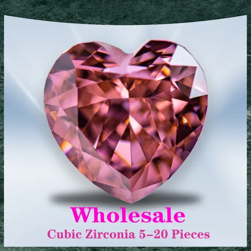 

L-Cubic Zirconia Wholesale No Certificate Crushed Ice Cut Heart Shape Padparadscha Color Charms Beads for Diy Jewelry Making
