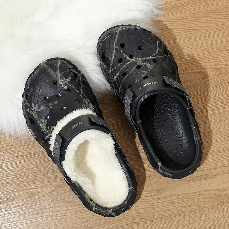 Neue Männer Winter Hausschuhe Indoor bequeme warme Hausschuhe Sommer abnehmbare Sandalen Männer lässig rutsch feste Plüsch Pelz Clogs für Männer