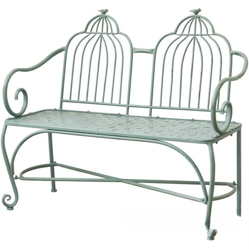 Country old retro wrought iron garden chair courtyard terrace outdoor indoor park leisure chair double chair