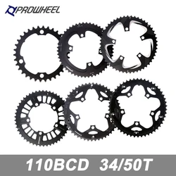 Prowheel Road Bike Chainring 110 BCD Chainring Ultralight 34/50T Double Chainwheel 8/9/10/11 Speed Bicycle Chain Ring Bike Part