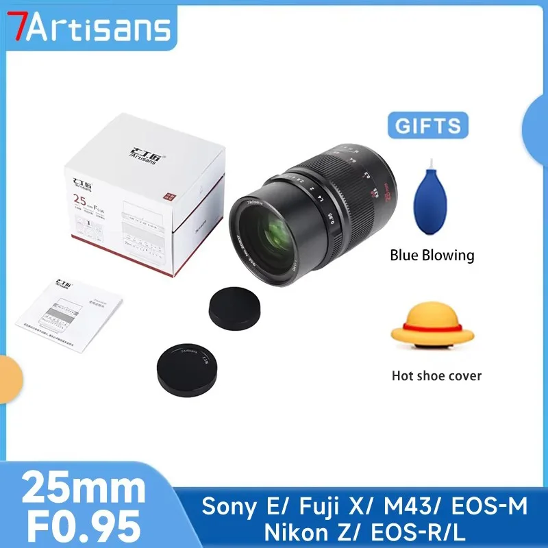 

Объектив 7artisans 25 мм F0.95 APS-C с большой диафрагмой для Sony E ZVE10 Nikon Z Z fc Fuji XF Canon RF R6 Micro 4/3 E-PL1
