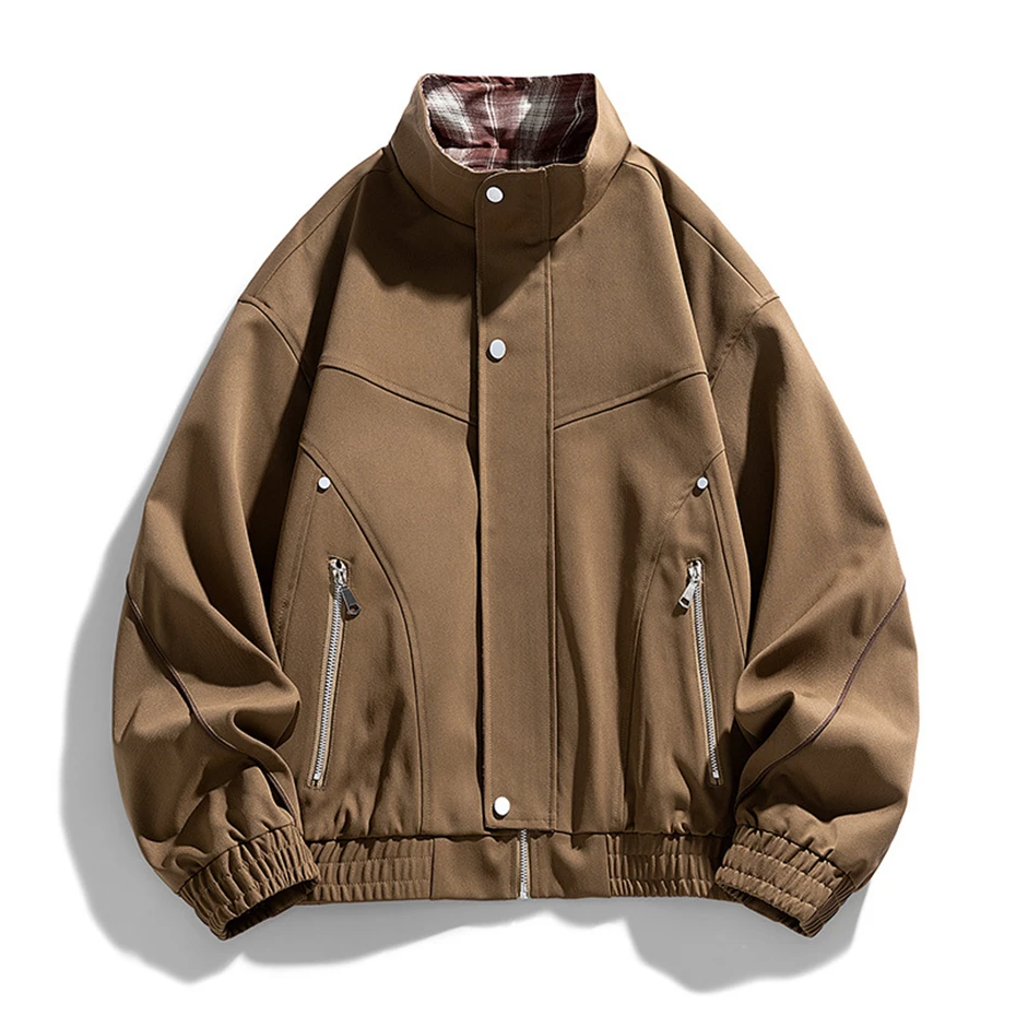 9XL Plsu Size Stand-up Collar Cargo Jacket Men Fashion Casual Colid Color Jacket Male Coat Big Size 9XL