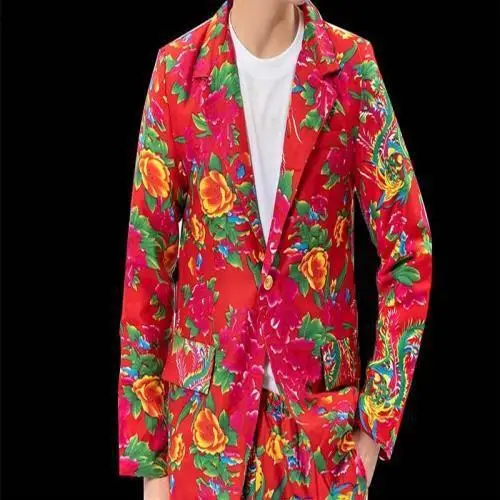 The new northeast flower suit men and women with the same fashion trend suit