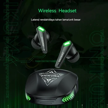 ONIKUMA T308 TWS Kablosuz Kulaklık Oyun Kulaklığı Mic Ile Kulaklık Gürültü Önleyici Stereo Dokunmatik Kontrol