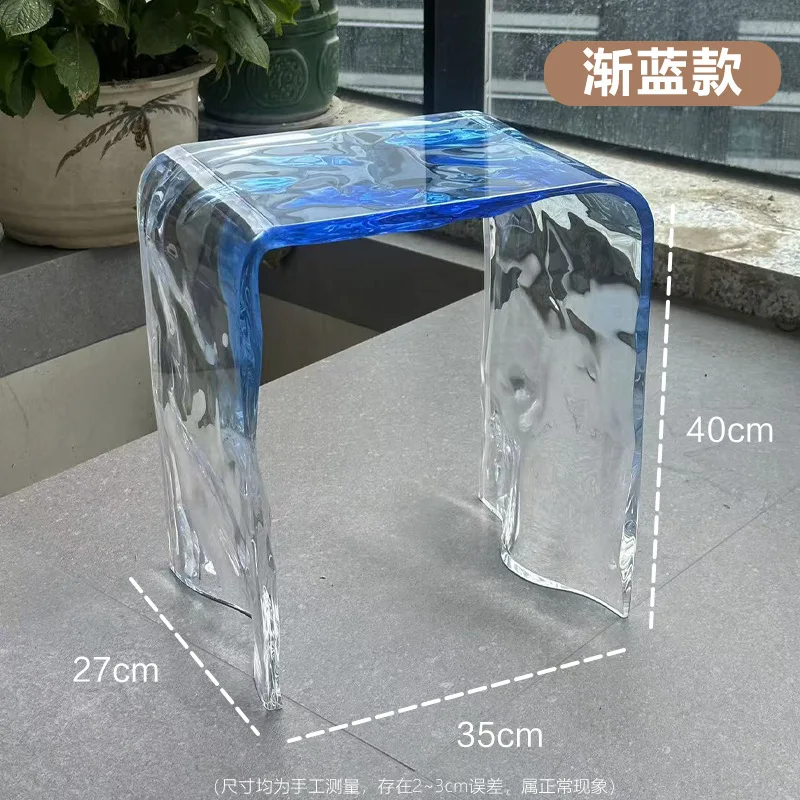 Acrylic Transparent Magic Cube Rainbow Stool Home Shoe Changing Low Stool Living Room Tea Table Stool Chair Makeup Stool view 6