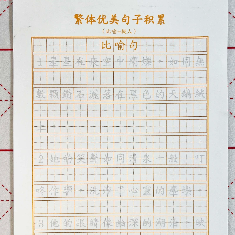 Traditional Chinese Calligraphy Copybook with Elegant Chinese Sentences for Sentence-Making Primary School Student Practice Book