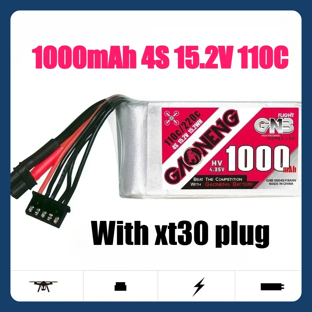 SWZY 5PCS 1000mAh 4S 15.2V 110C with XT30 LiPo Battery 3.5 To 4 Inch Propeller FPV Cinelogsize 90 To 150mm Brushless Drones