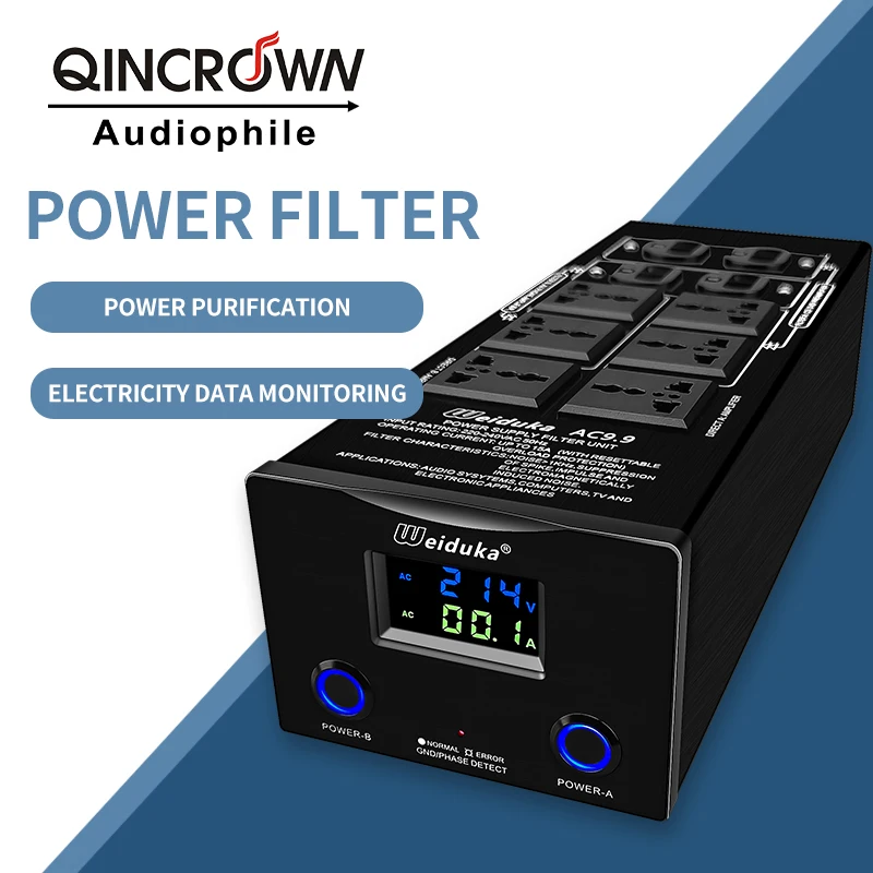 Weiduka AC 9.9 Universal AC Power Purifier Power Filter Surge Protection with EU Plug Outlets Power Strip