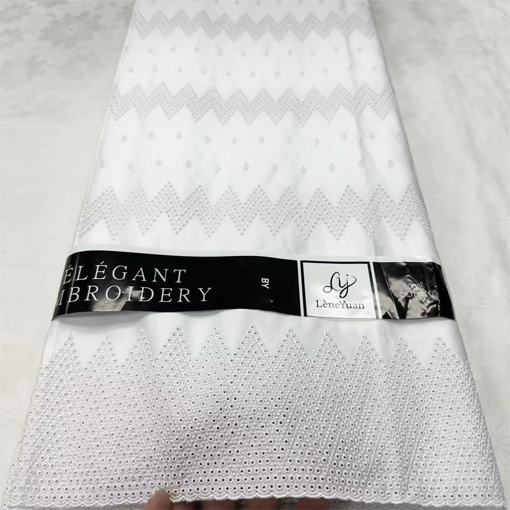 

Luxury 100% Cotton Embroidered White Baby Polish Fabric Swiss Voile Lace Material For High Quality African Clothing CT16027