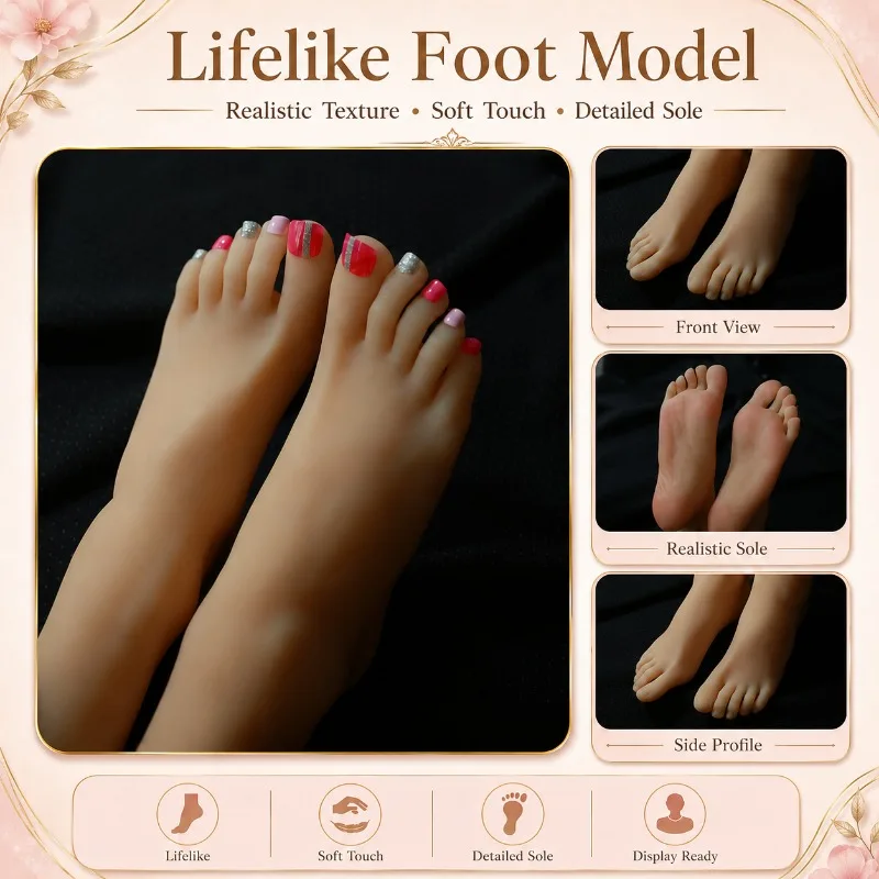 

Lifelike Human-Like Foot Model 38A Silicone TPE Foot Simulation Model 1:1 High Heel Photography Pedicure Practice Sock Display