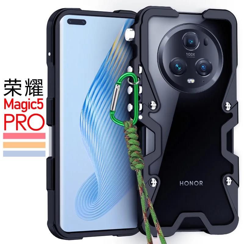 

Zimon Роскошный бронированный металлический алюминиевый бампер для телефона Honor Magic 7 6 5 4 3 Pro Lite, механический чехол с черепом ручной работы