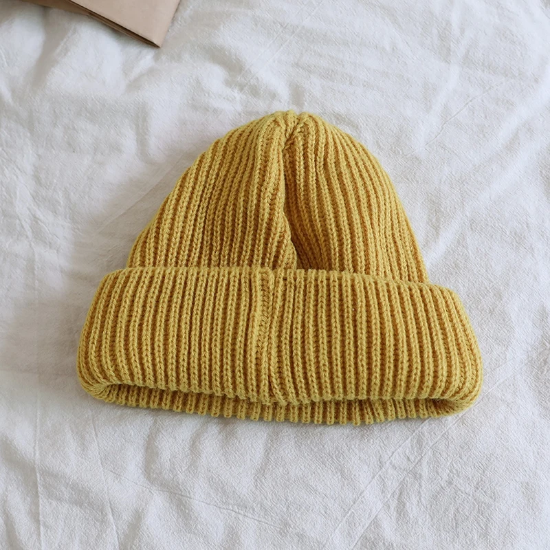 Embroidery of Letter Baby Knitted Hat Autumn Winter Warm Newborn Infant Caps for Boys Girls Soft Comfortable Toddler Kids Bonnet