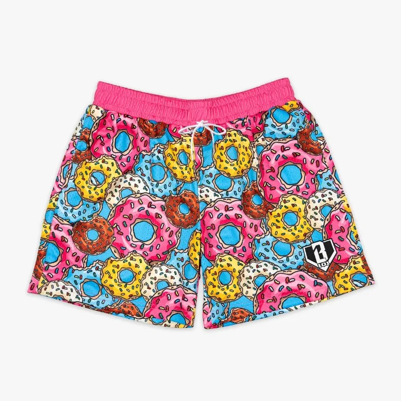 

Dopamine Donut Full Print Casual Shorts, Summer Quick Drying Breathable Beach Pants, Unisex Sports Five Quarter Pants