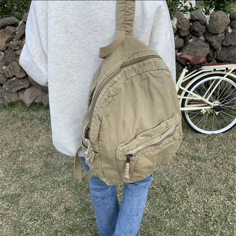 

Korean New Washed Retro Backpack Women Fashion Casual Travel Large Capacity Commuting schoolbag Multifunction Vintage Mochila