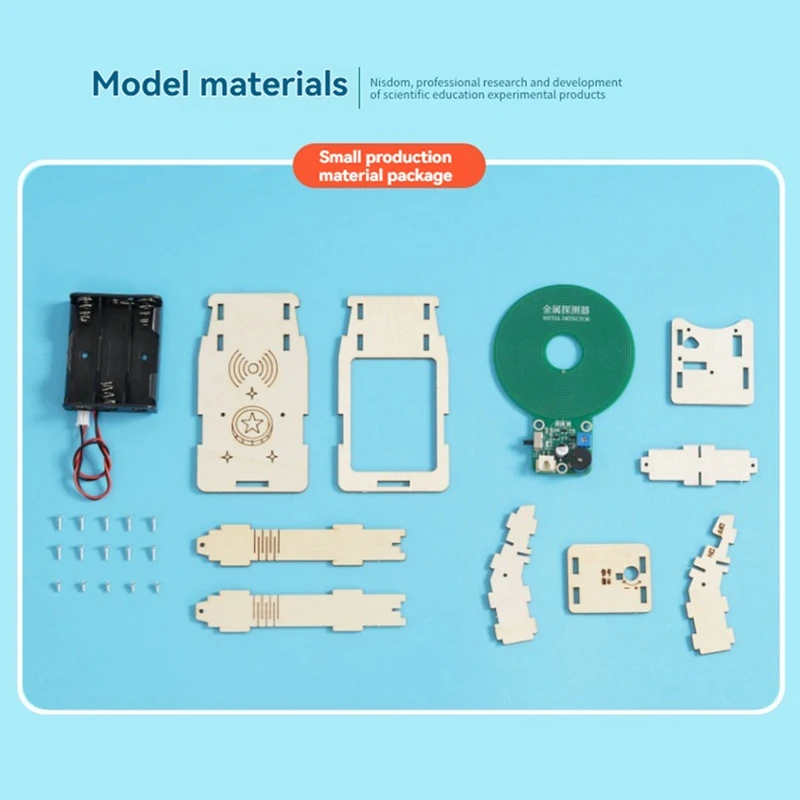 DIY Metal Detector Technology Science Experimental Tool Kit Learning Educational Wooden Puzzle for Kids Teaching Aid-A69M