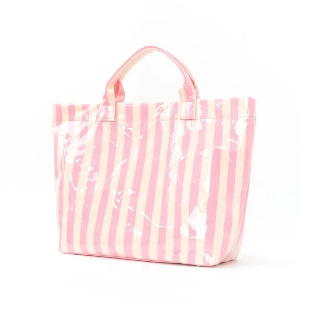 

Durable Polyester Travel Handbag Striped Design Large Capacity Duffle Bag Foldable Hand Luggage Shoulder Bag Women&Men