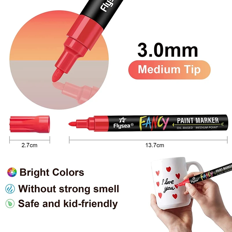 Paint Pens Paint Markers, 20 Colors Oil-Based Waterproof Paint Marker Pen Set, Never Fade Quick Dry And Permanent