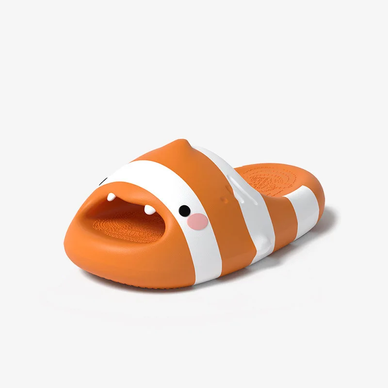Funny Shark Cartoon Fish Slippers Thick Sole Non Slip Home Bathroom Shower Slides clownfish Indoor Outdoor Summer Beach Sandals