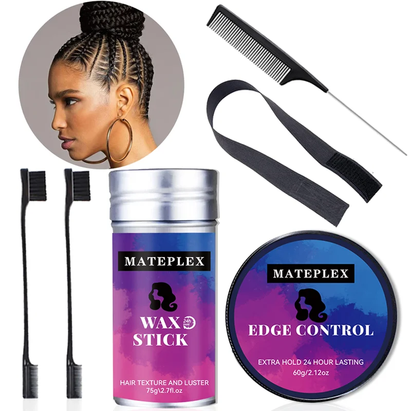 

Wax Stick For Wigs Non-Greasy Hair Finishing Stick Strong Hold Fly Away Tamer Styling Gel Edge Control With Brush Anti-Frizz