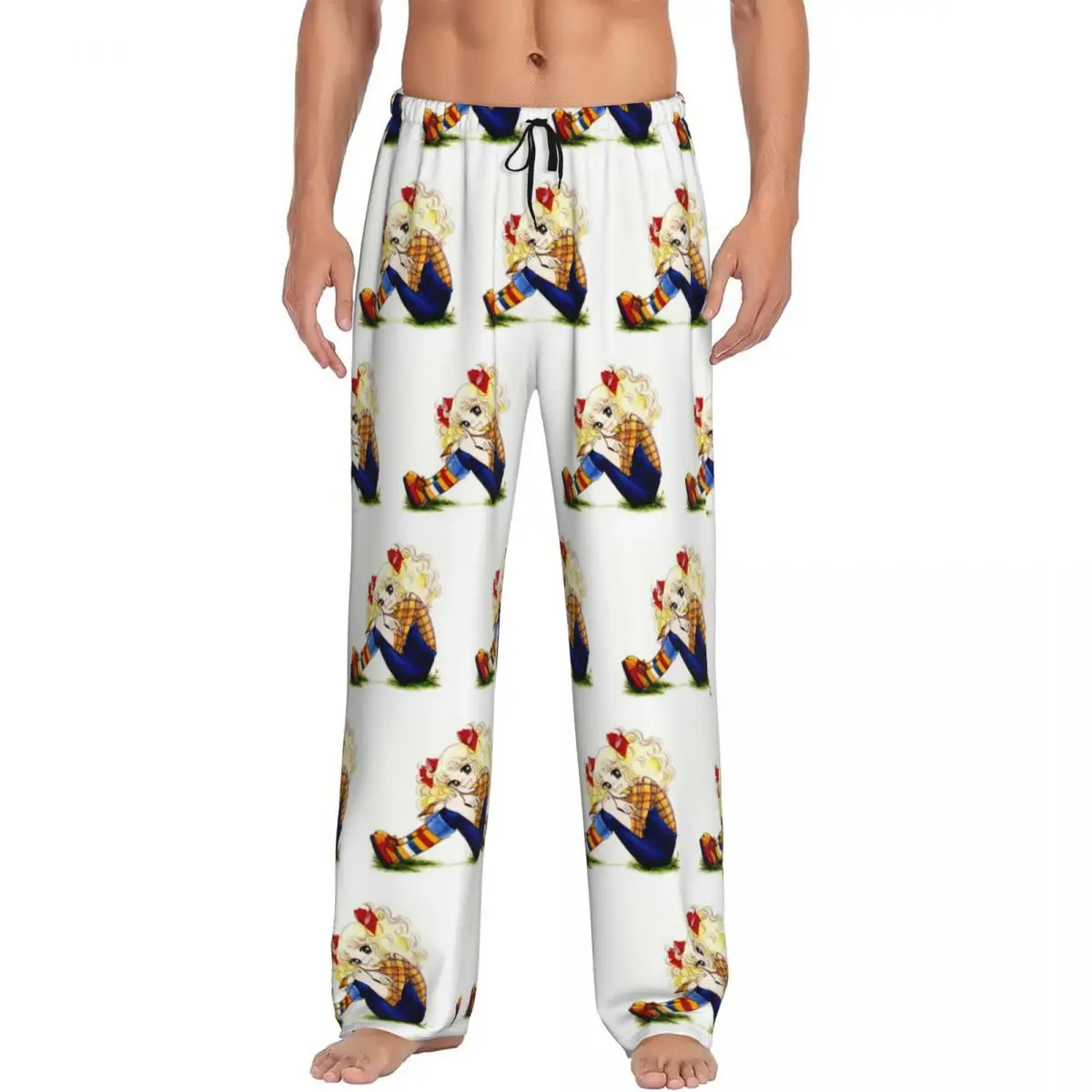 Custom Printed Candy Candy Anime Manga Pajama Pants for Men Sleep Sleepwear Bottoms with Pockets