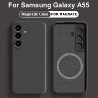 Silicone Magnetic Phone Case For Samsung S24 S23 S22 S21 S25 Ultra A55 A54 A35 A25 A15 5G Case For Magsafe Wireless Charge Cover
