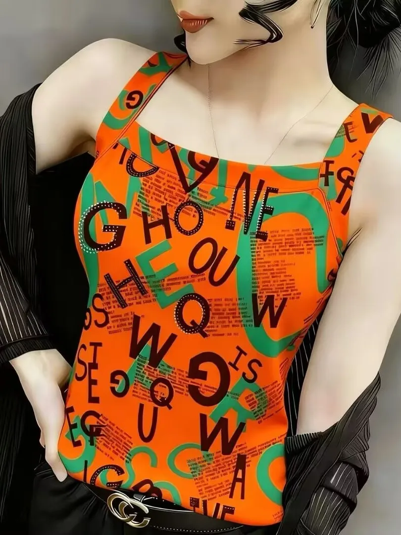 Summer New Style Women's Sleeveless Small Strap Vest Commute Slim Fit Versatile Top Milk Silk Fabric Casual Wear Outerwear