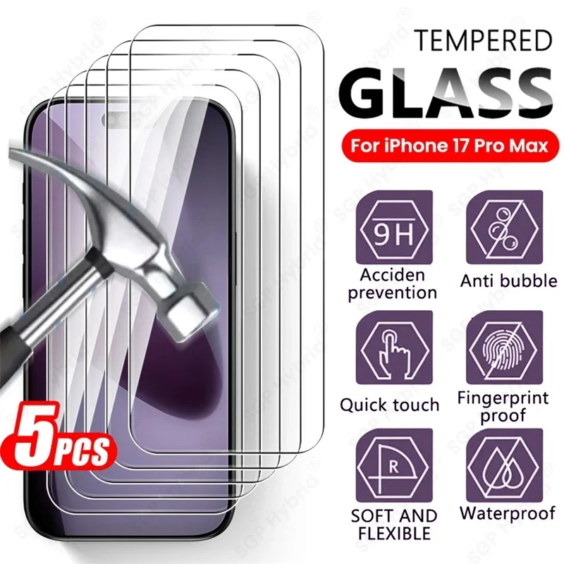 

Чехол iFone 17ProMax, 5 шт., стекло 9H для iPhone17 iPhone 17 Pro i Phone 17Pro ProMax iPhone17Pro Max, защитные пленки для экрана, защитная крышка