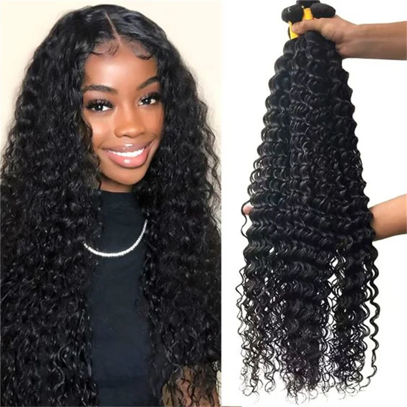 Extensões brasileiras do cabelo humano para mulheres, pacotes naturais da onda profunda, cabelo 100% humano, 36 ", 38", 40 ", 50g, 2 PCes