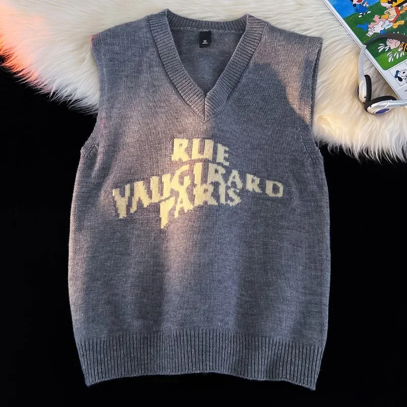 

New Autumn and Winter V-neck Sweater Home Wear Men's Fashion Casual Vest A Bottom Embroidered Letter Sweater Comfortable Pajamas