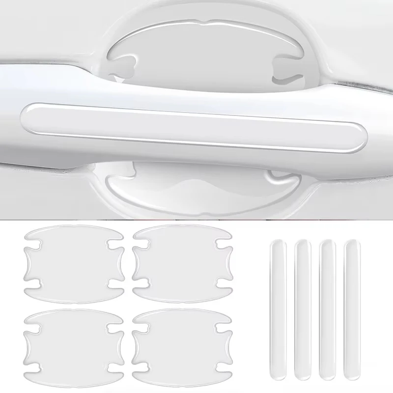 8 pegatinas protectoras transparentes para manijas de puertas de coche, tiras invisibles de silicona anticolisión y antiarañazos para el exterior del automóvil